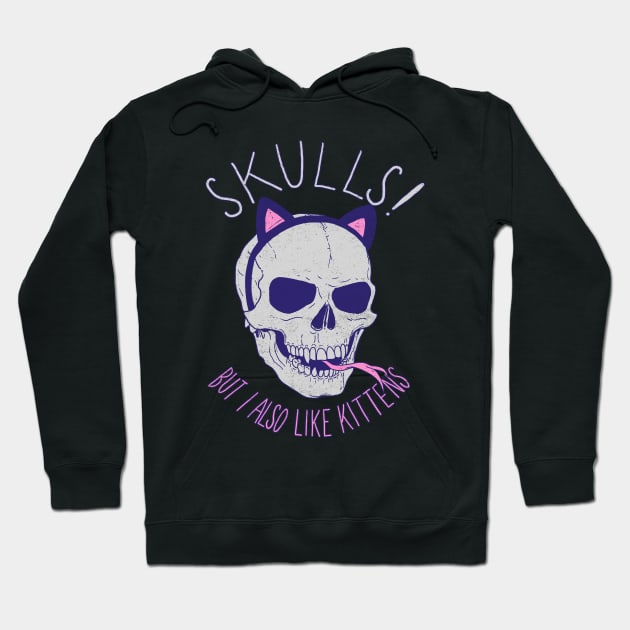 Skulls and Kittens Hoodie by Hillary White Rabbit